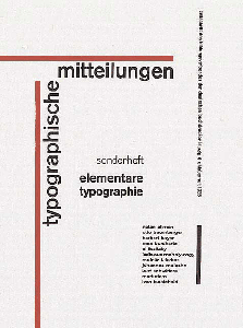 The cover of Tschichold's manifesto, Elementare Typographie, showing his use of lines.