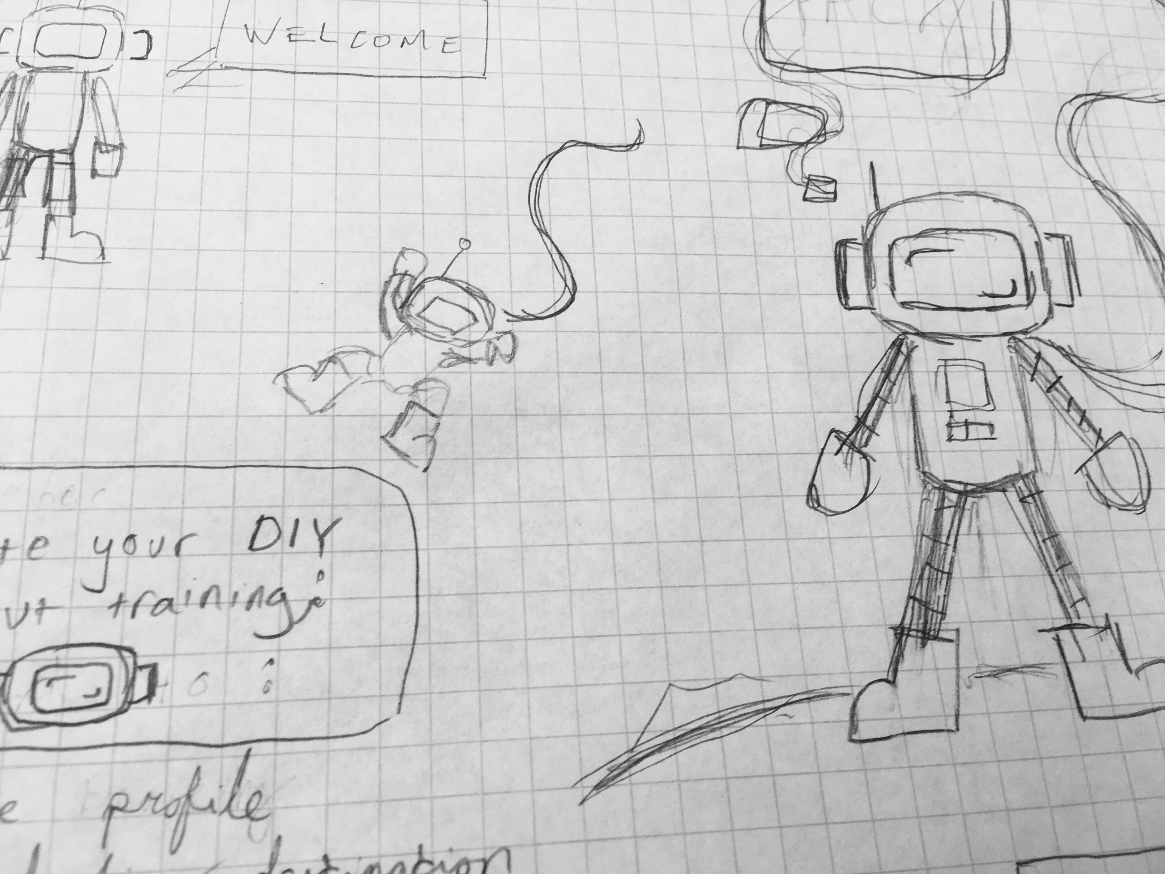Sketching astronaut to guide users through the onboarding process