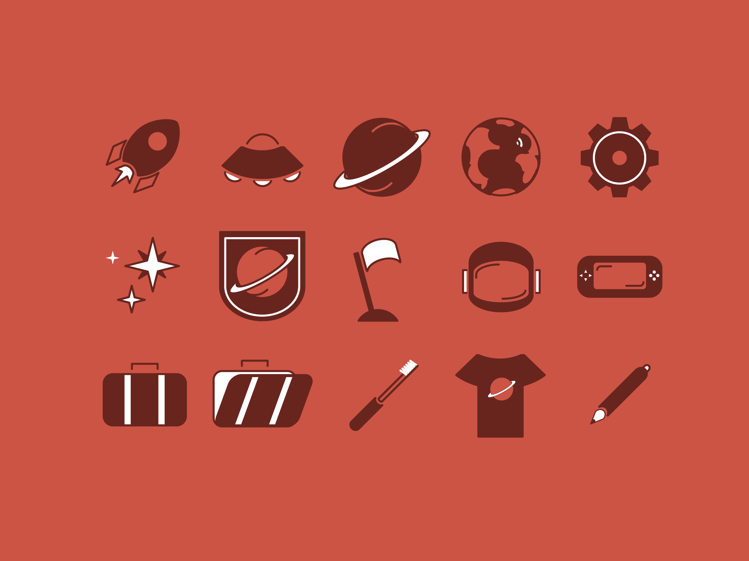 original space-travel themed icon set